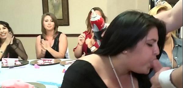  Girls sucking cock and making it cum at a bachelorette party